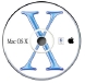 white disc with aqua X logo