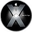 black disk with white X logo